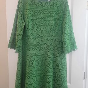 Chicos Green Lace Fit & Flare Dress